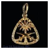 18K Y Gold Pendant Saudi Arabia National Emblem