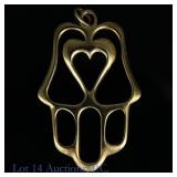 14K Yellow Gold Hamsa Hand Pendant