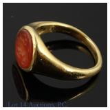 18K Gold Signet Ring With Carnelian Intaglio