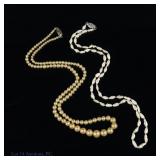 Two Pearl Necklaces 14k W Gold Clasps