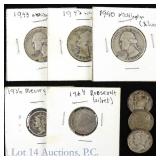 1920 - 1964 USA 90%-Silver Coins (8)
