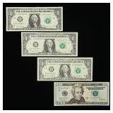 USA $20 & $1 Federal Reserve "Star" Notes (4)
