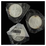 1986, 1987 & 1988 American 99.9% Silver Eagles, 3