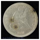 1861 (P) USA Silver Liberty Seated 25c (EF)