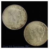 1924 & 1925 USA 90%-Silver Peace $1 (CH BU), 2