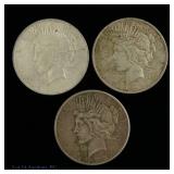 1923 (P) & S 90%-Silver Peace Dollars, 3