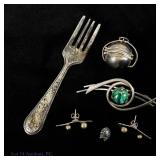 Various Vintage Sterling Silver Tchotchkes Lot