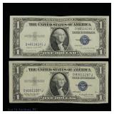 1935 USA $1 Silver Certificates - Blue Shield (2)