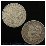 1887 & 1921 USA 90%-Silver Morgan Dollars, 2