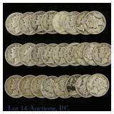 USA 1.77 Ozt. 90%-Silver Mercury Dimes (25)
