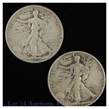 1935d & 1937s USA 90%-Silver W/L 50c (2)