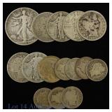 USA Various 90%-Silver & Nickel Coins (15)