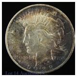 1922-D USA Silver Peace Dollar (BU Toning)