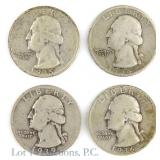 1934 - 1939 USA 90%-Silver Wash. 25c (4)