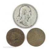 1807, 1817 & 1974 U.S. Mint Large Cents & Medal -3
