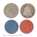 USA 1867 3-cent, 1876-CC Silv 10c & OPAs, 4