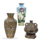 Three Miniature East Asian Cloisonne Vases