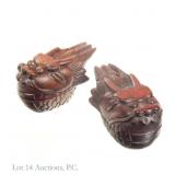 Chinese Carved Wood Dragon Trinket Boxes