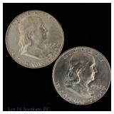 1952p & 1952d USA 90%-Silver Franklin 50c (CH BU)