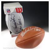 Dan Hampton (COA) & M. Singletary Signed Footballs