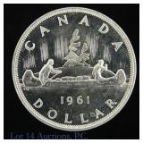 1961 Canada 80% Silver Dollar ASW 0.6 Oz