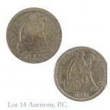 1854 & 1860 USA 90%-Silver Half Dimes (2)