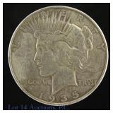 1935-S USA 90%-Silver Peace Dollar (Last Year)