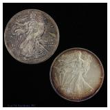 2001 & 2002 American Silver Eagle $1 Bullion BU, 2