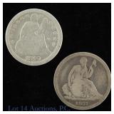 1837 & 1849 USA Silver Liberty Seated Dimes, 2
