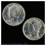 1943-D USA Silver Mercury Dimes (GEM BU FSB), 2