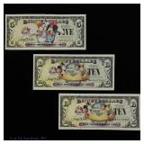 2009 $5 & $10 Disney Dollar Notes in CU (3)
