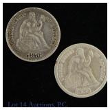 1876 & 1886 USA Silver Liberty Seated Dimes, 2