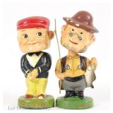 Golfer & Fisherman 1960s Bobbleheads / Nodders