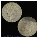 1926d & 1935s USA Silver Peace Dollars (2)