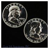 1960 & 1961 Silver Proof Franklin 50c, 2