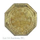 1885 Octagonal California Gold 1/2 $1 Charm