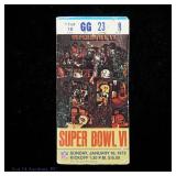 Super Bowl VI Ticket Signed By Johnny Unitas AS IS