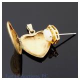 10k Y Gold Heart Locket and Opal Earring