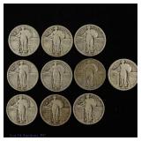 USA 90%-Silver Standing Liberty 25c (10)