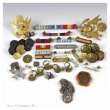 WWII Buttons, Hat Pins, Ribbons, More