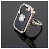 10k W Gold and Diamonds Art Deco Ring