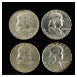 USA 90%-Silver Franklin Half Dollars (4)