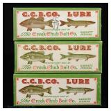 Vintage C.C.B.Co. Creek Chub NOS Fishing Lures (3)