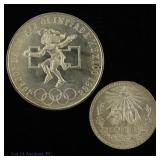 1945 & 1968 Mexico 72%-Silver Coins (BU), 2
