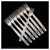 Georg Jensen Sterling Silver 8 Acorn Forks Denmark