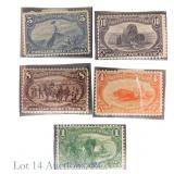 1898 USA 1c-10c Trans Mississippi Stamps MINT, 5