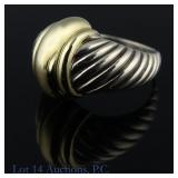David Yurman Sterling & 14K Cable Dome Ring