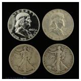 USA Various 90%-Silver Half Dollars (4)