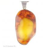 Baltic "Egg Yolk" Amber Sterling Silver Necklace