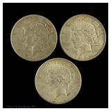 1922 P, D, S USA Silver Peace Dollars (3)